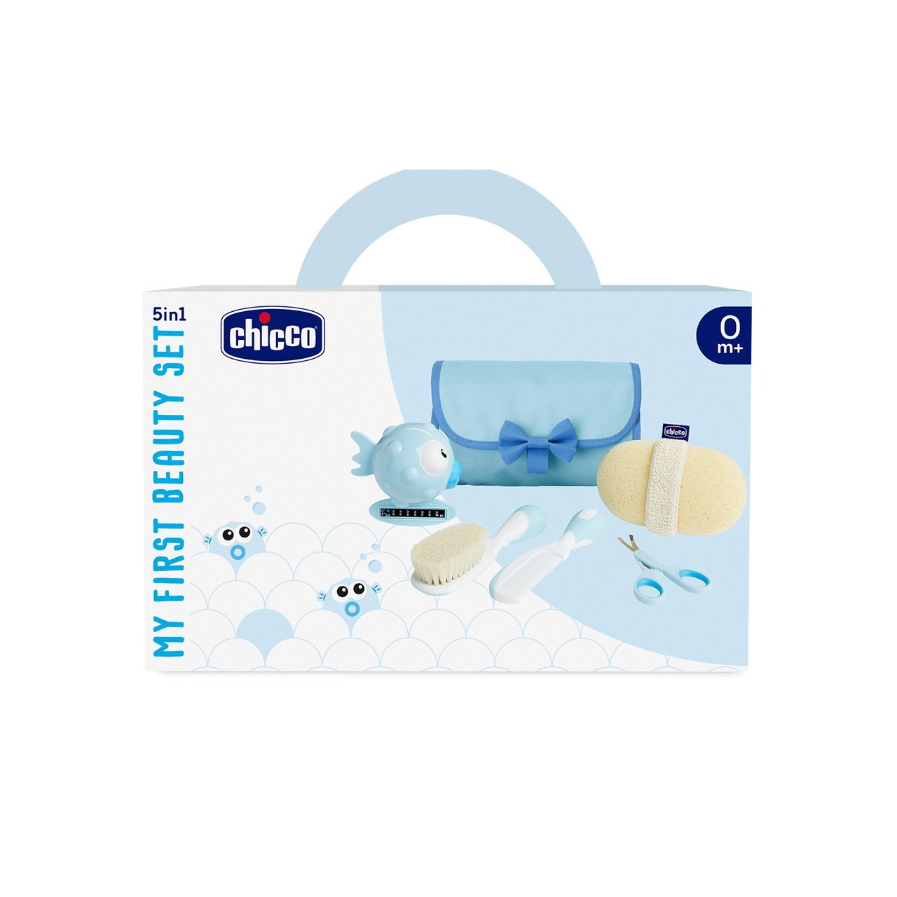 Chicco Lovely Baby Boy Perfect 5 Flasche mit Sauger_0M+_Slow_ Kunststoff|Blaues Silikon – 150 ml + PhysioForma Mini Soft Schnuller_0-2M_ Blaues Silikon + Fashion Clip