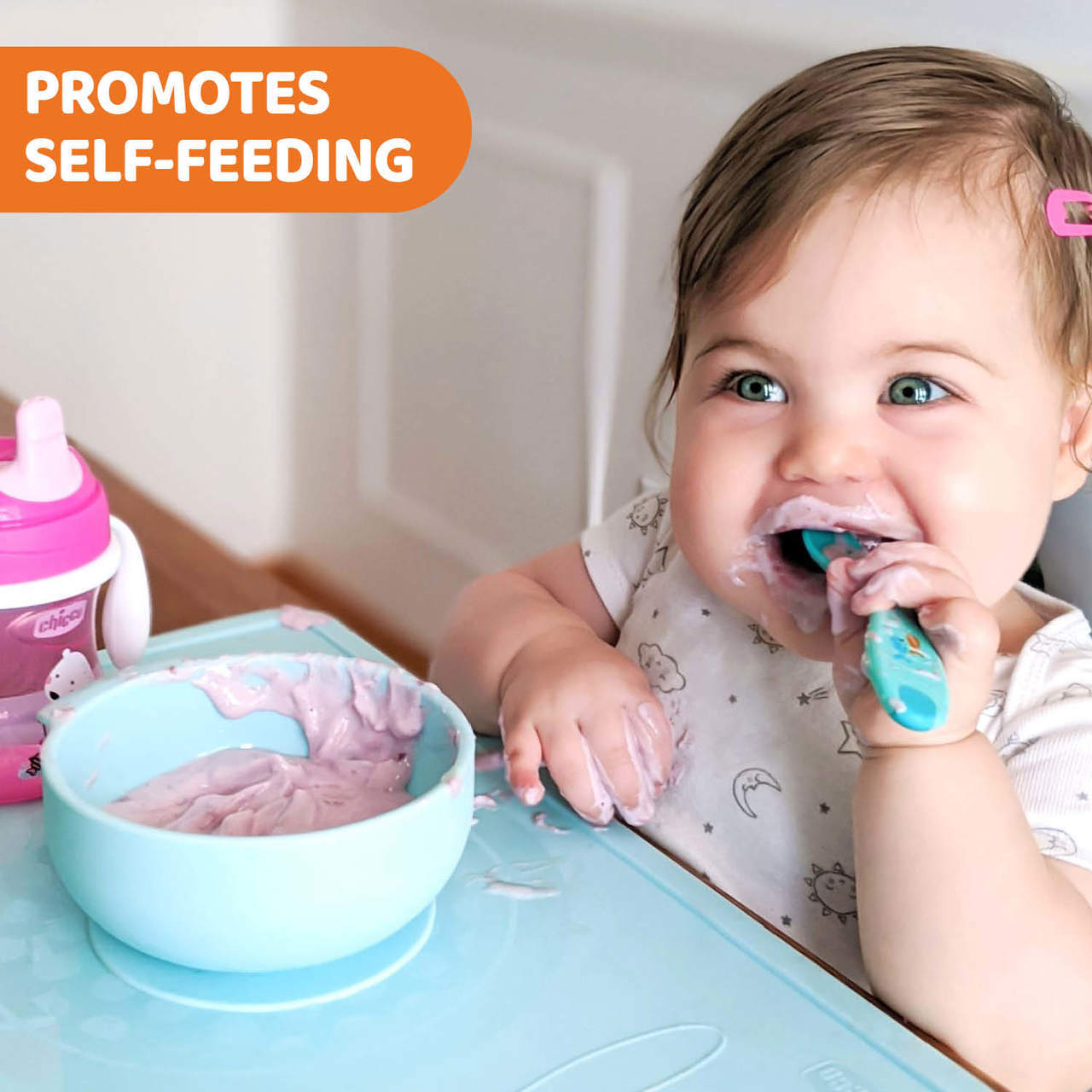 Chicco Papa Silicone Set_ Pink_ 6M+