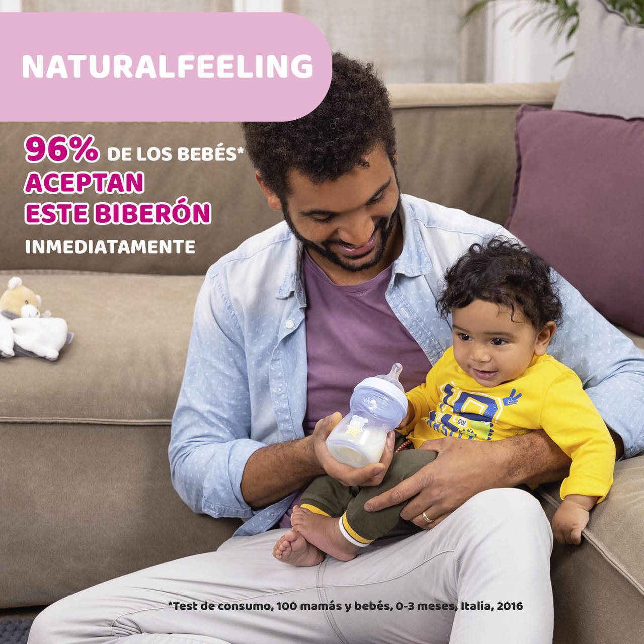 Chicco Biberón NaturalFeeling_Silicone_Girl_2M+ - 250ml