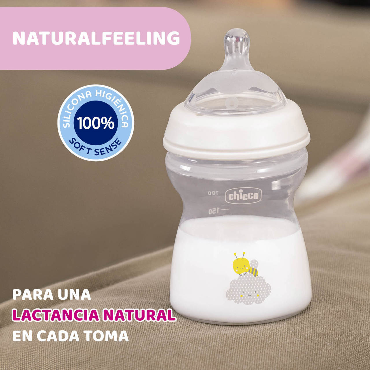 Chicco Biberón NaturalFeeling_Silicone_Girl_2M+ - 250ml