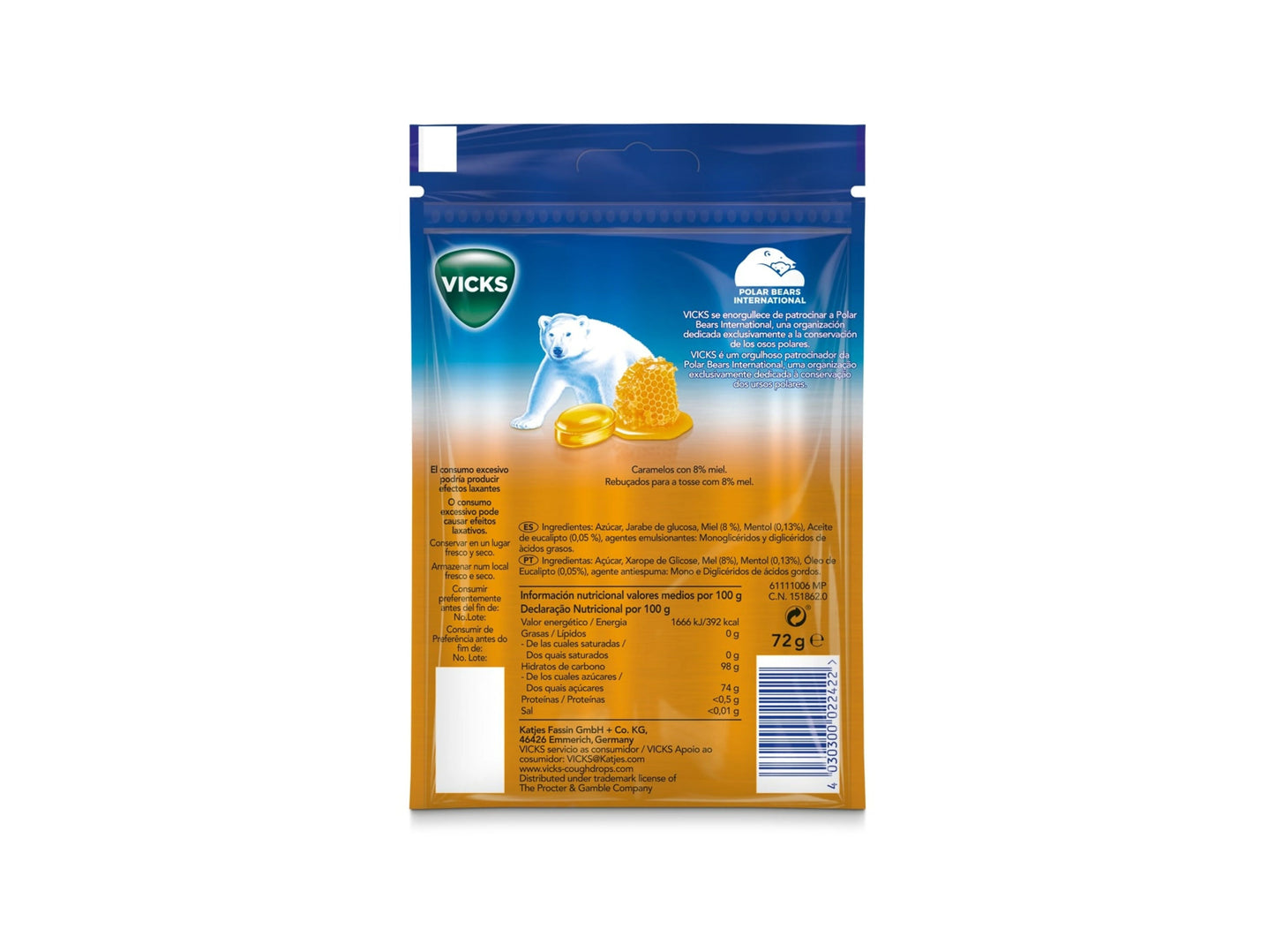 Vicks Honey Refreshing Menthol Candy - 72G - Healtsy