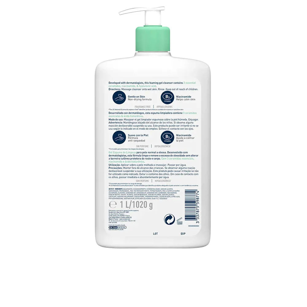 CeraVe Foaming Cleanser - 1000ml - Healtsy