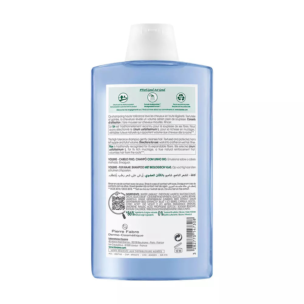Klorane Hair Shampoo Fiber Linen - 400ml - Healtsy