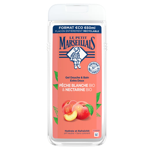 Le Petit Marseillais Shower/Bath Peach/Nectarine  - 650ml - Healtsy