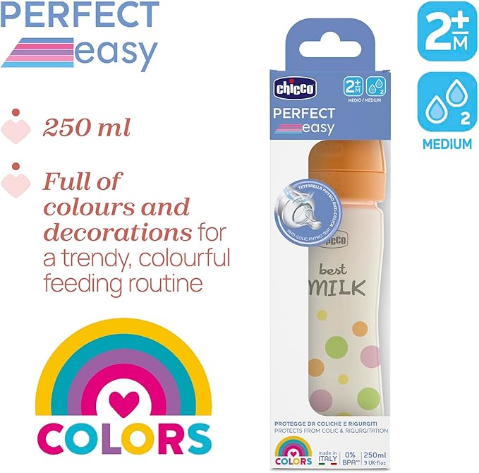 Chicco Perfect Easy Bottle Orange 330ml 4M+ (Ch.Bib20245200000) - Healtsy