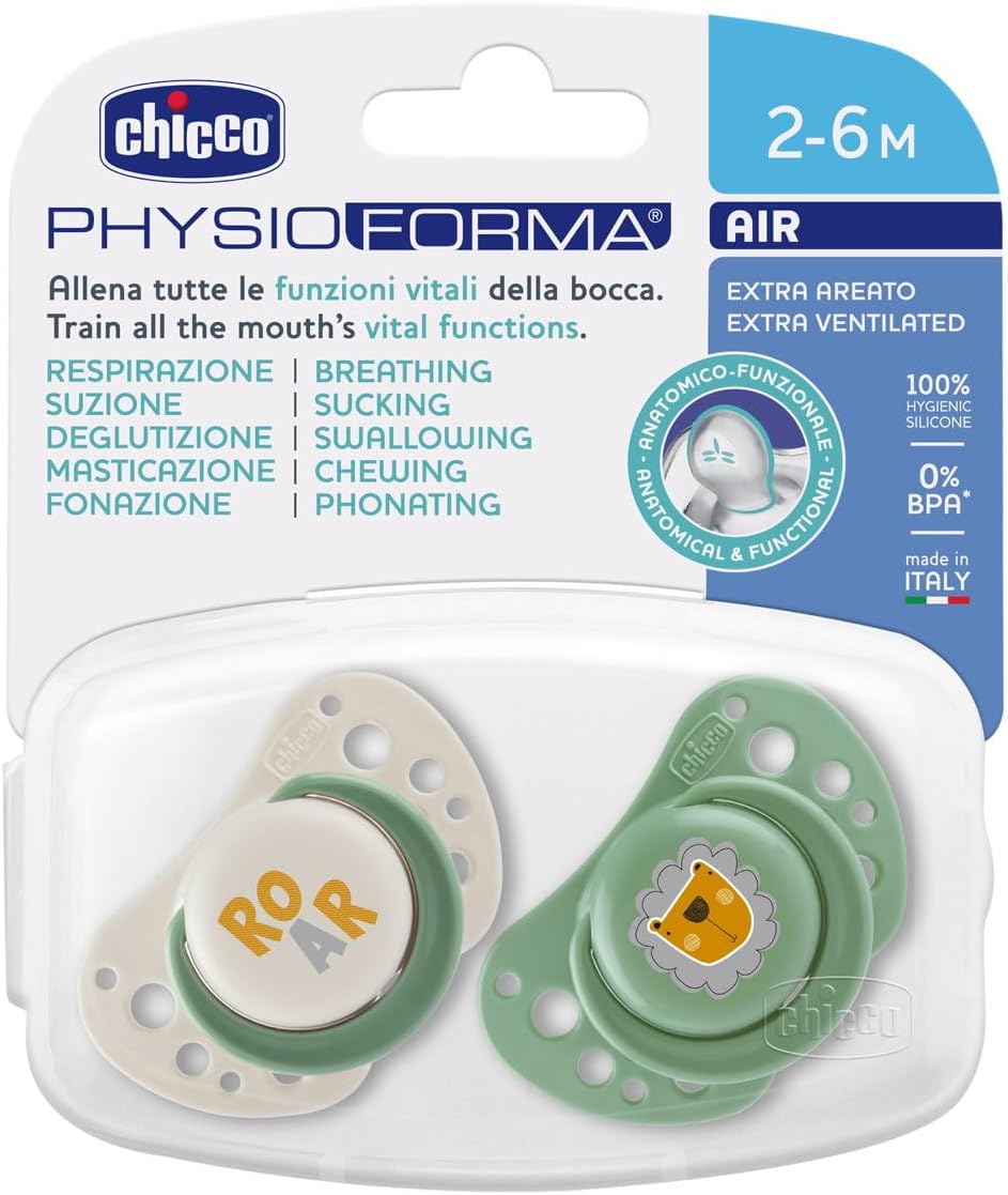 Chicco Physio Air Pacifier_ Green_ 2-6M (x2 units)