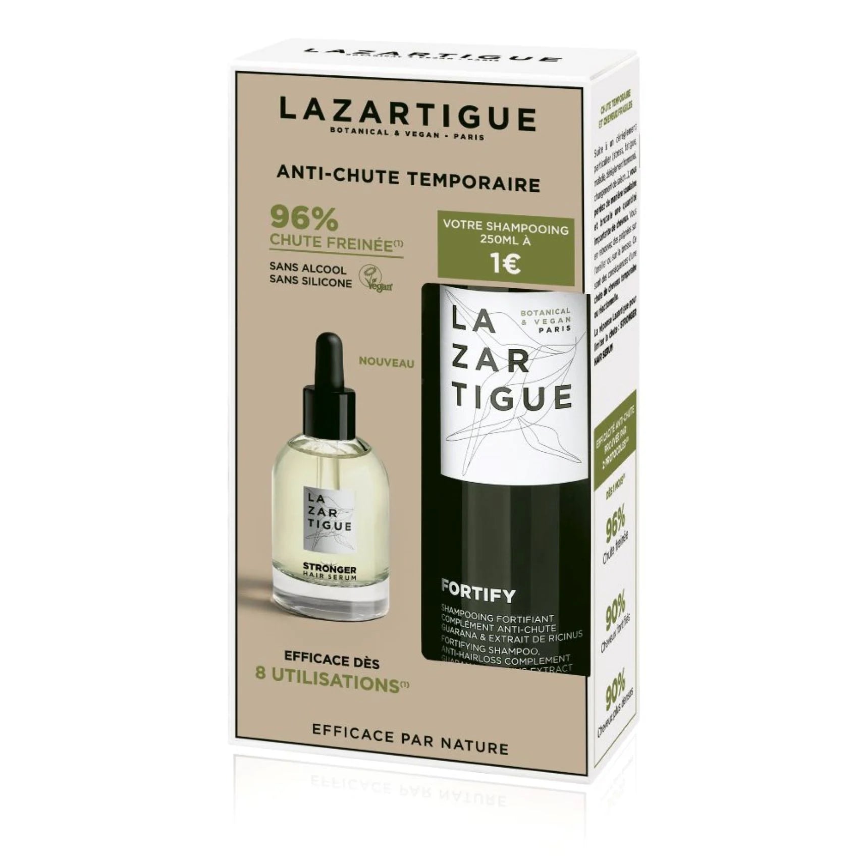 Lazartigue Thicker Redensifying Serum - 50ml + Fortify Fortifying Shampoo Anti-hair loss supplement - 250 ml - Healtsy
