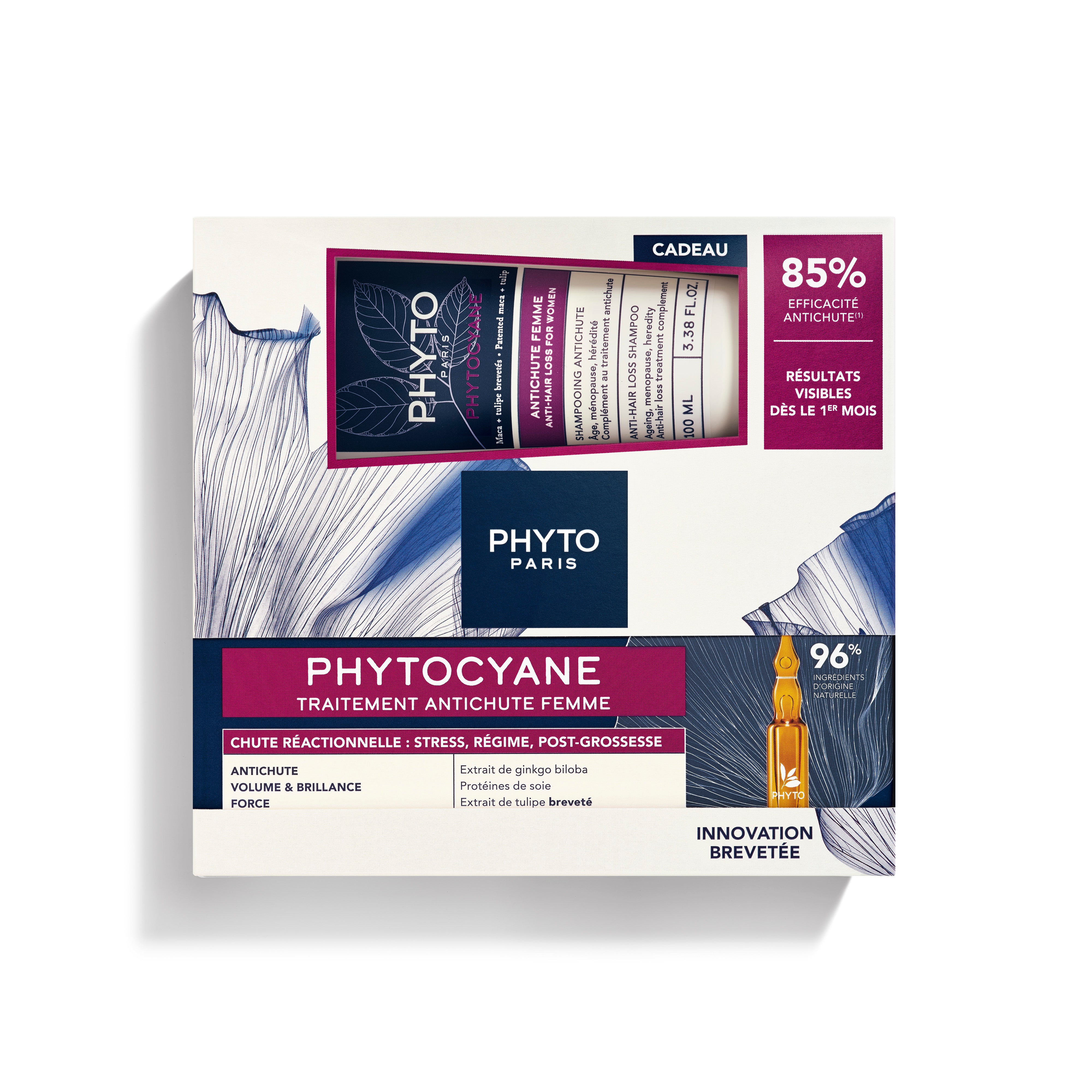 Phytocyane Women's Anti-Hair Loss Reactive Shampoo - 5ml (12 units) + 100ml Shampoo - Healtsy