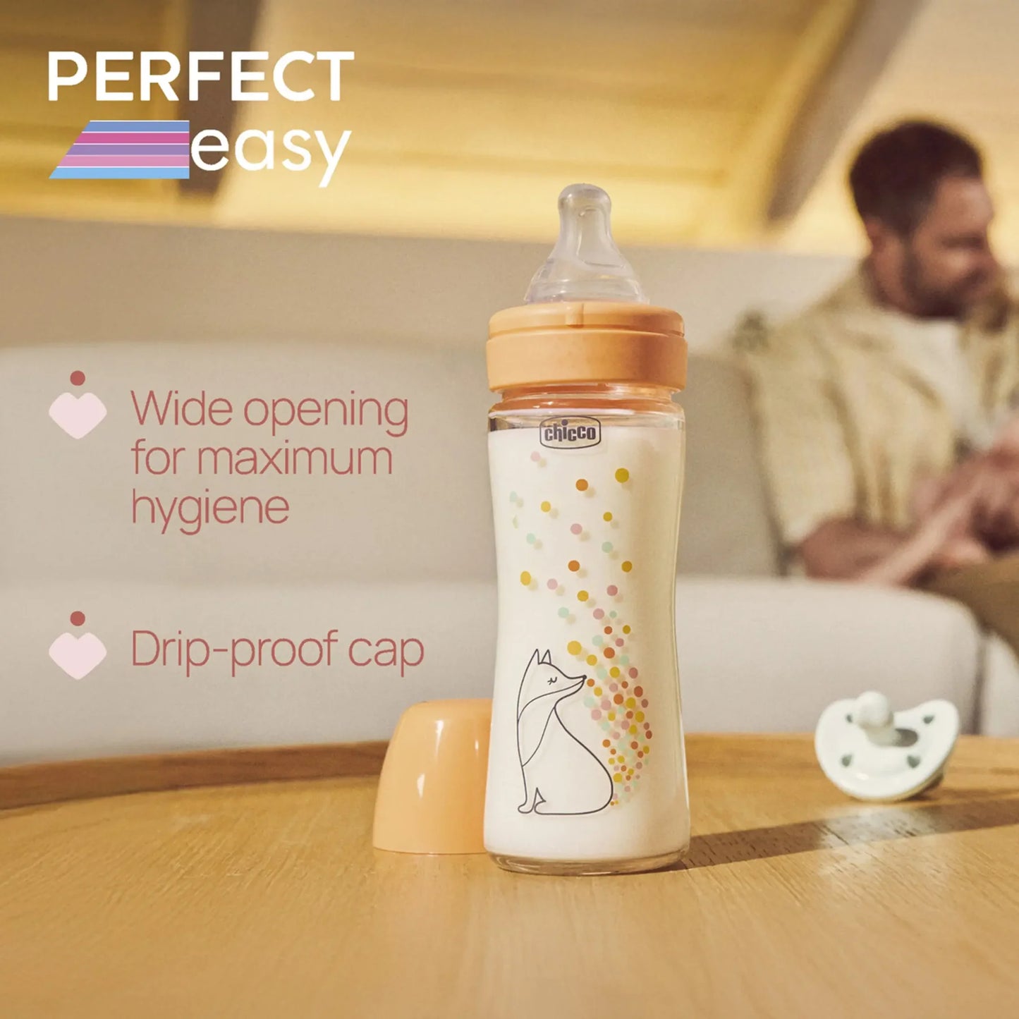 Chicco Perfect Easy Glass Bottle Neutral 240ml 0M+ (Ch.Bib20252300000)