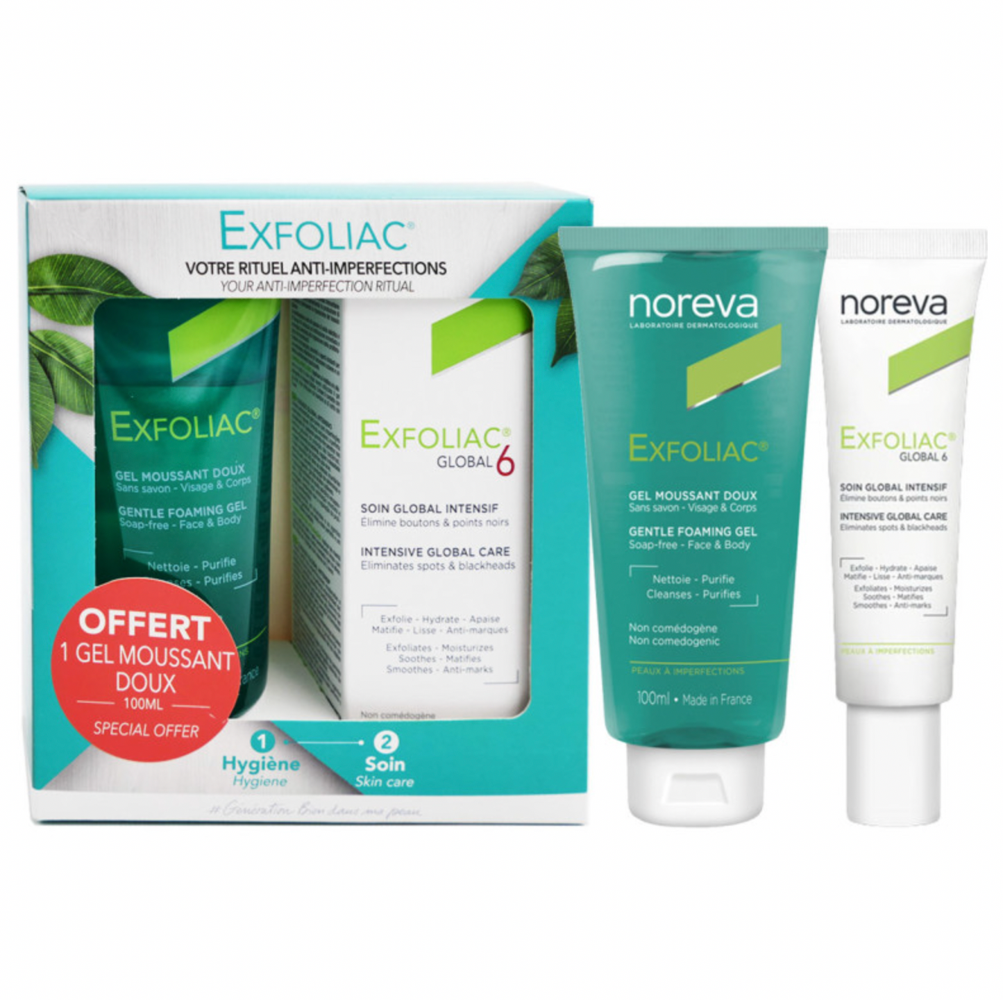 Noreva Exfoliac Global X-Pro - 30ml + Free Offer Purifying Gel - 100ml - Healtsy
