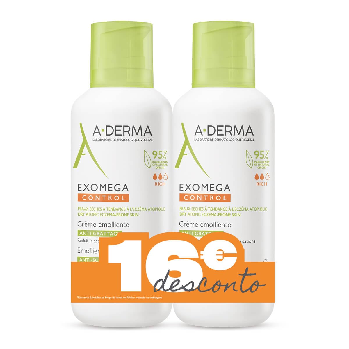 A - Derma Exomega Control Emollient Cream - 400ml (Double Pack) – Buy Now at Healtsy