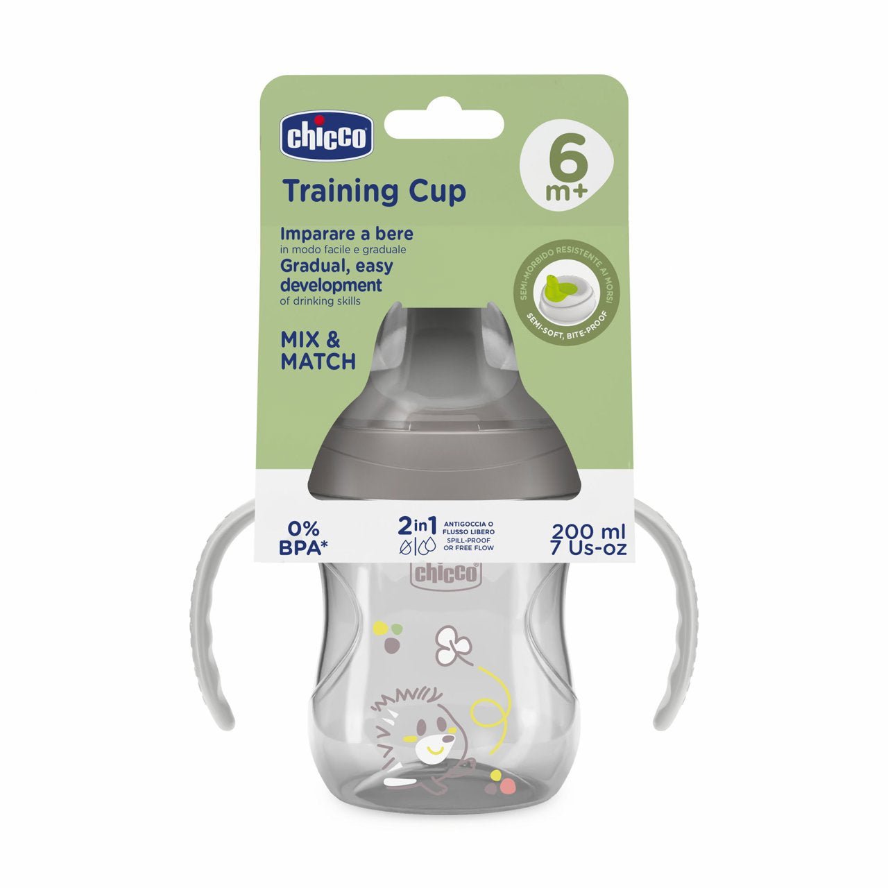 Chicco Learning Cup_ Gray_ 6M+ (ref. Ch.Ali6921350000) – Buy Now at Healtsy