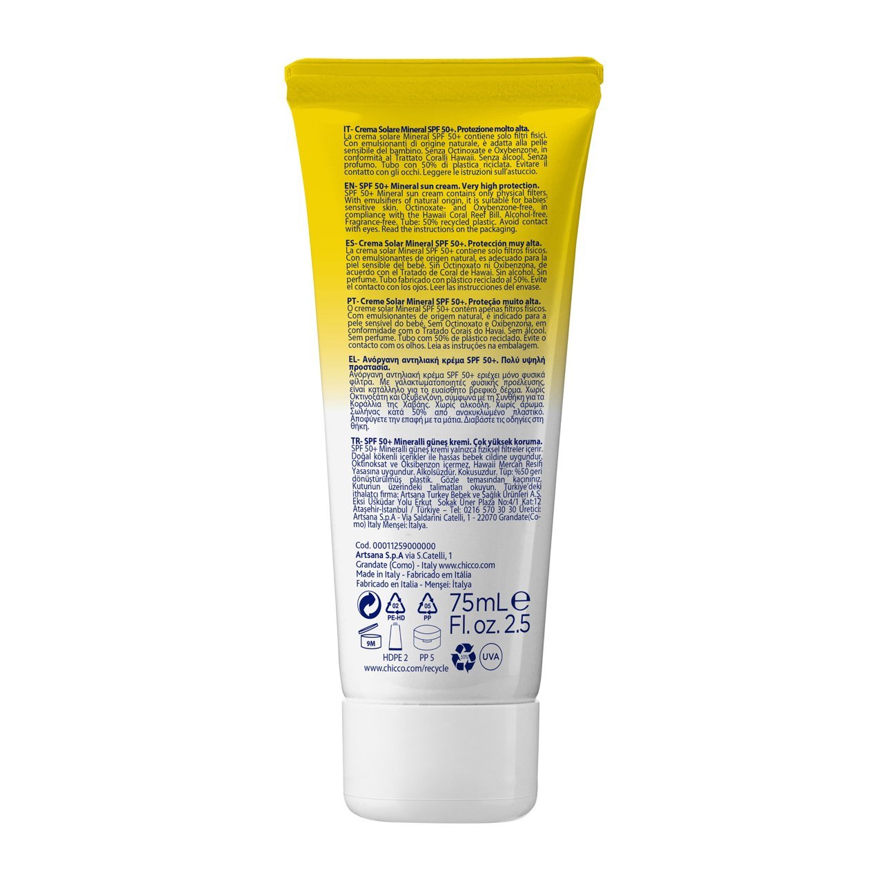 Chicco Mineral cream SPF50+ - 75ml – Buy Now at Healtsy