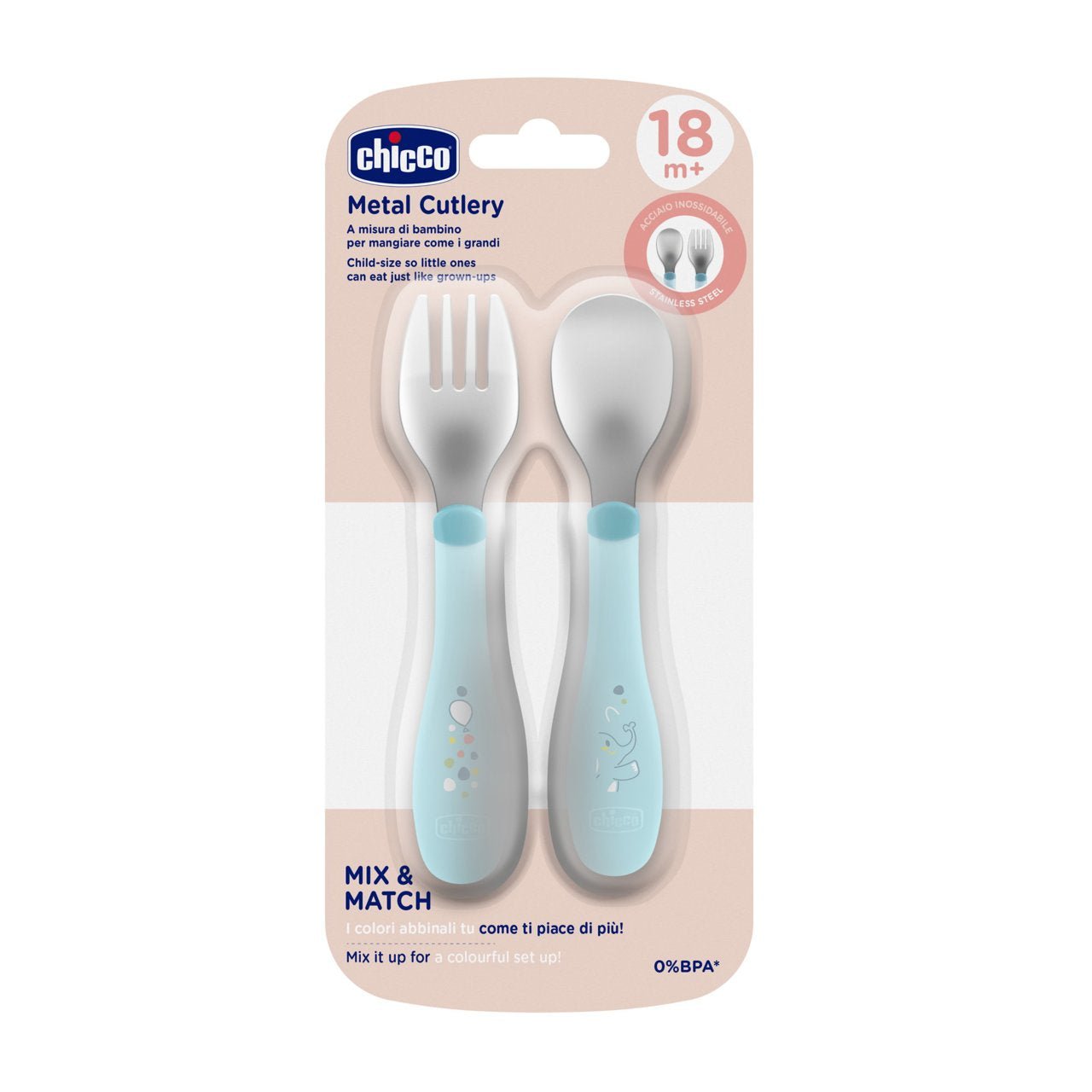 Chicco Stainless Steel Cutlery _Blue _18M+ (ref .Ch.Ali16102250000) – Buy Now at Healtsy