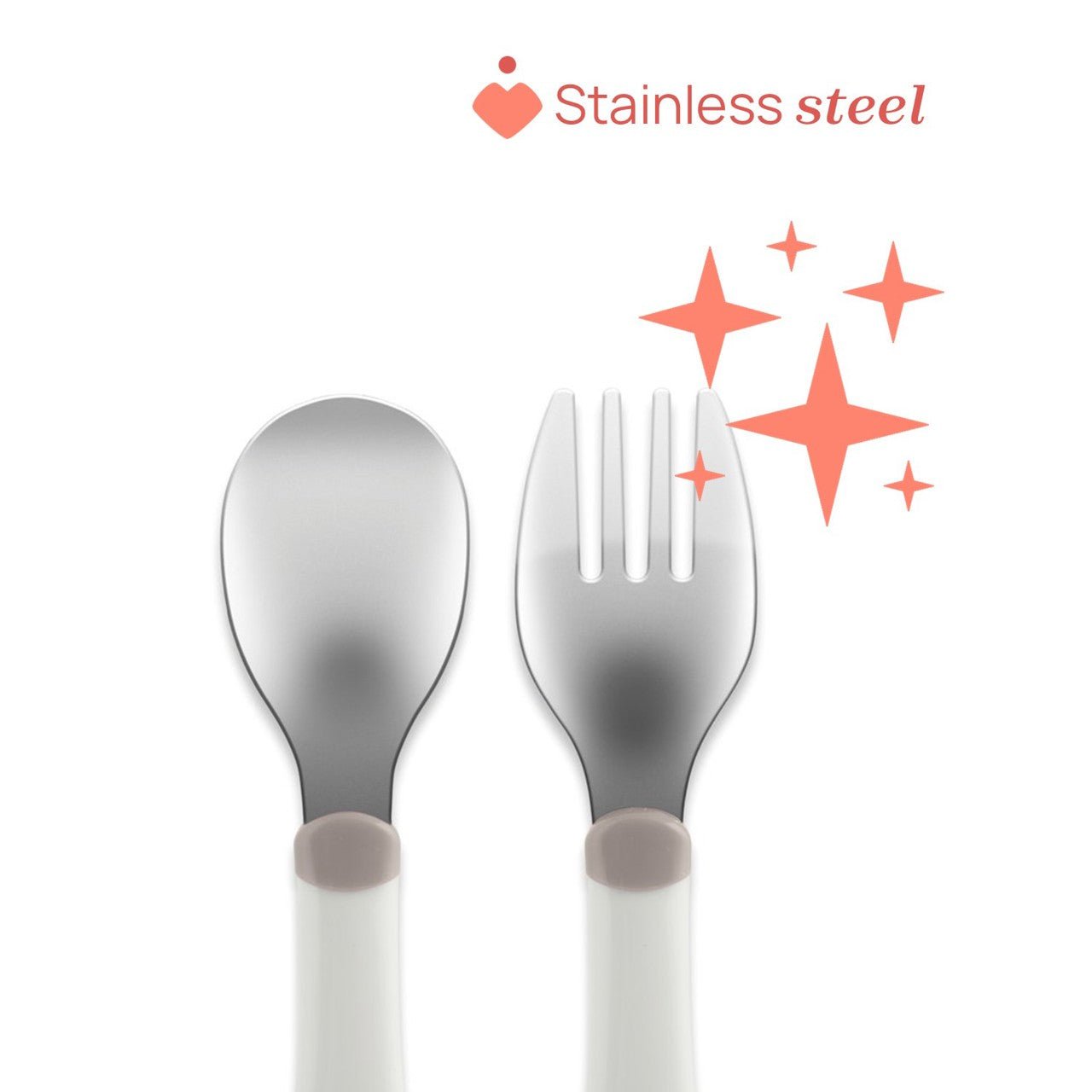 Chicco Stainless Steel Cutlery _ Gray _ 18M+ (ref. Ch.Ali16102350000) – Buy Now at Healtsy