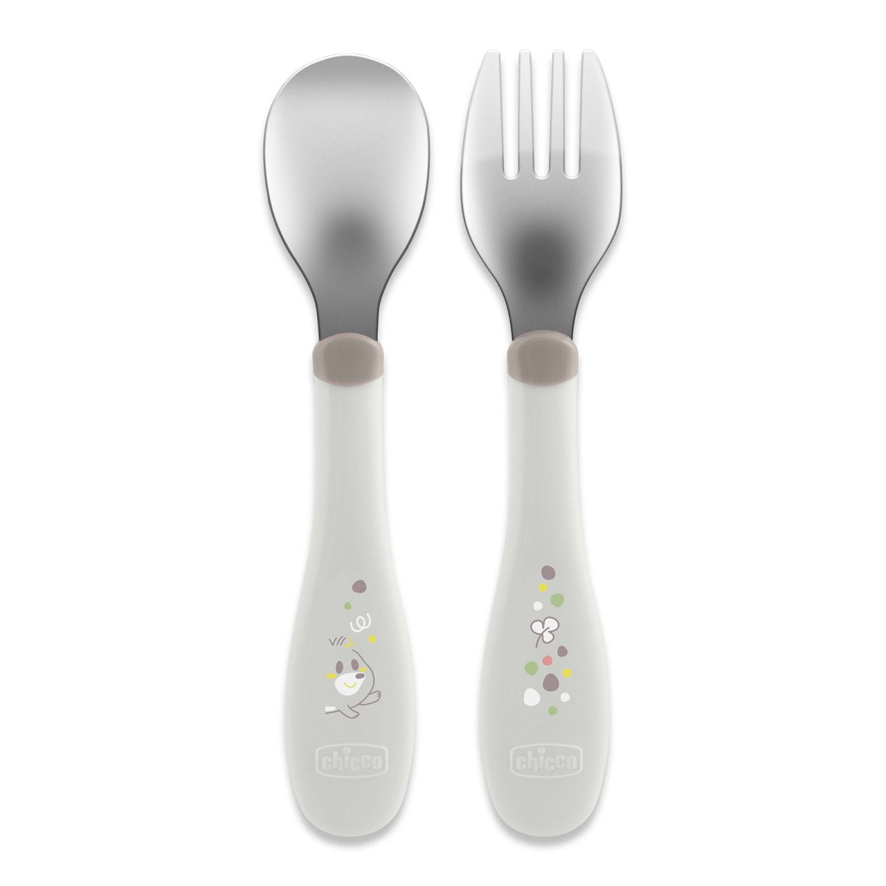 Chicco Stainless Steel Cutlery _ Gray _ 18M+ (ref. Ch.Ali16102350000) – Buy Now at Healtsy