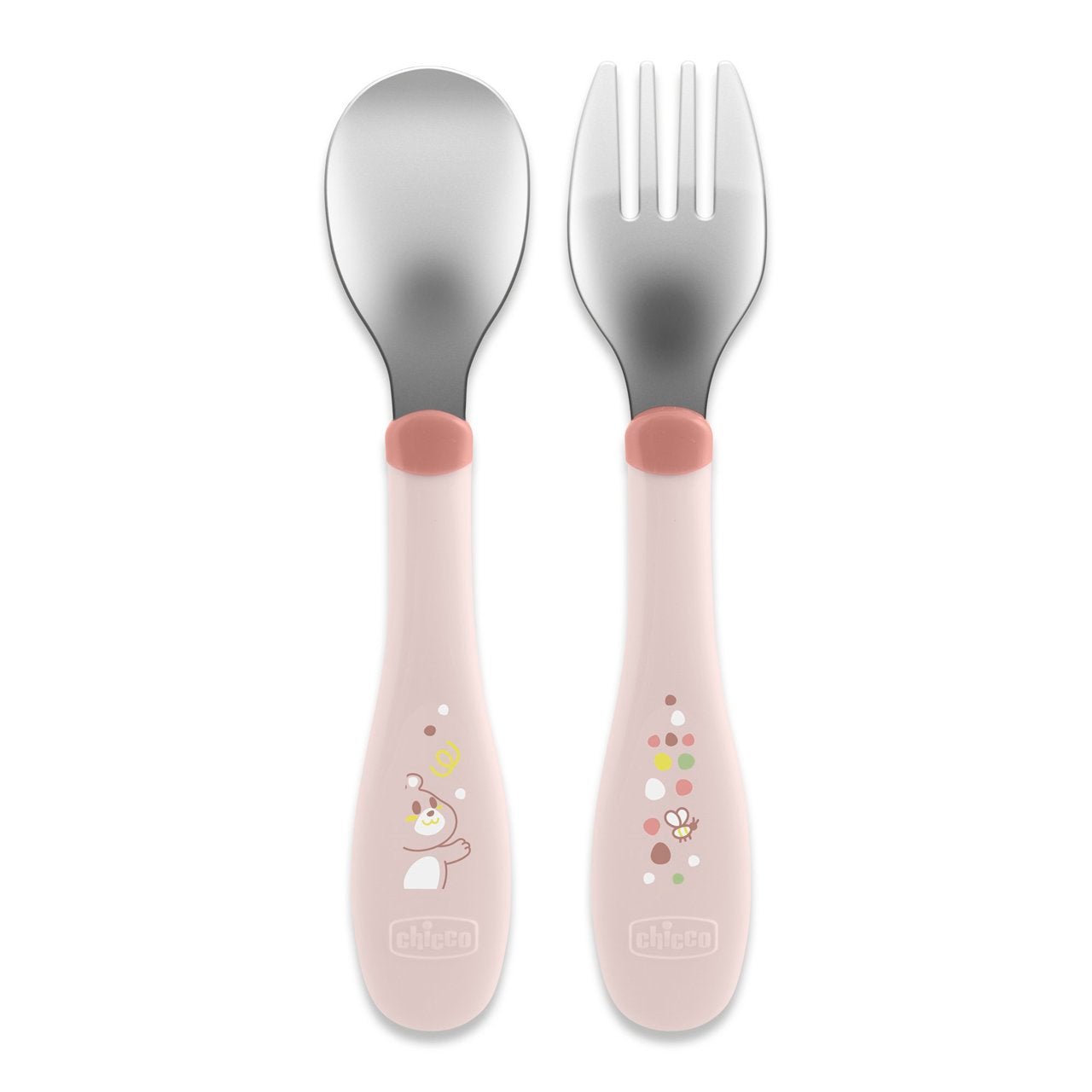 Chicco Stainless Steel Cutlery _ Pink _18M+ (ref. Ch.Ali16102150000) – Buy Now at Healtsy