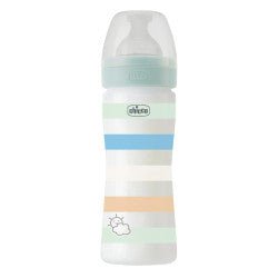 Chicco WellBeing_ Silicone_ Medium Flow_ Green Bottle - 250ml – Buy Now at Healtsy