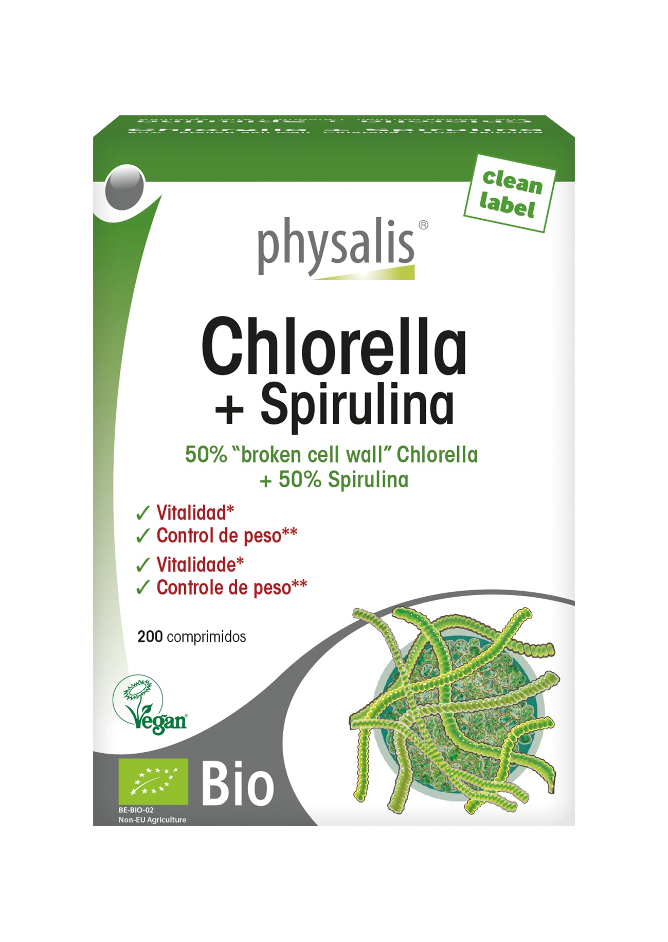 Physalis Chlorella + Spirulina  - 200 tablets - Healtsy