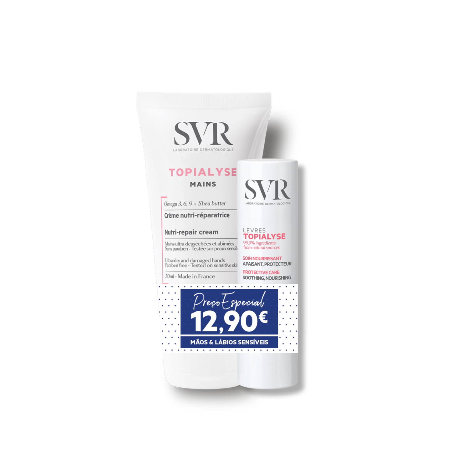 SVR Topialyse Hand Cream - 50ml (x2 units) + Offer of 4 g Lip Stick – Buy Now at Healtsy