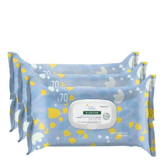 Klorane Baby Cleaning Wipes (x70 units) (x3 packages) - Healtsy