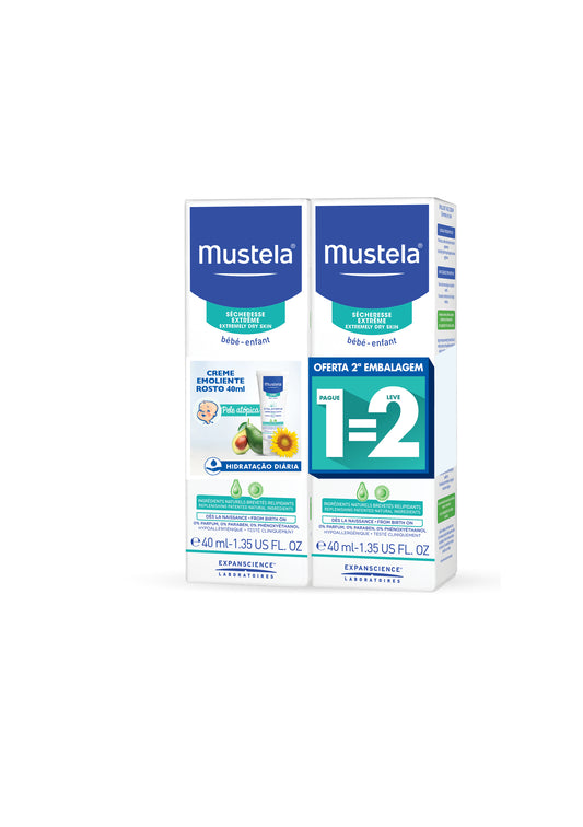 Mustela Stelatopia Emollient face cream - 40 ml (DUO with 2nd package offer) - Healtsy