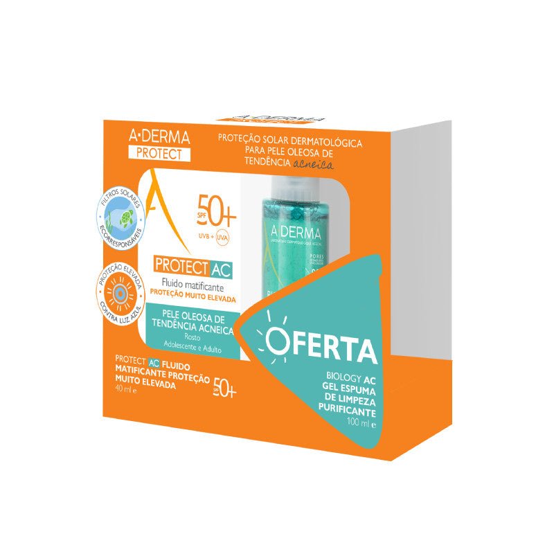 A - Derma Protect AC Fluido Matificante SPF50+ - 40ml + Biology AC Gel moussant - 100ml – Buy Now at Healtsy