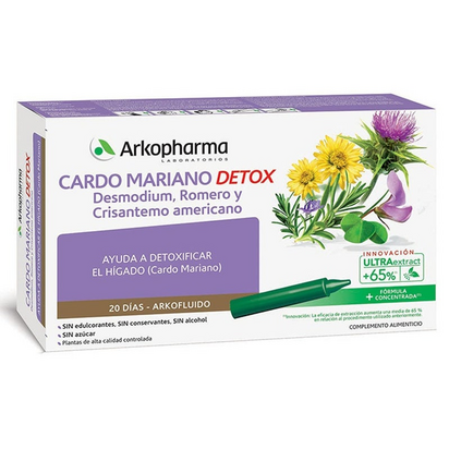 Arkopharma Arkofluido Milk Thistle Detox - 15ml (x 20 single drinkable doses) DUO with 50% Discount 2nd Pack - Healtsy