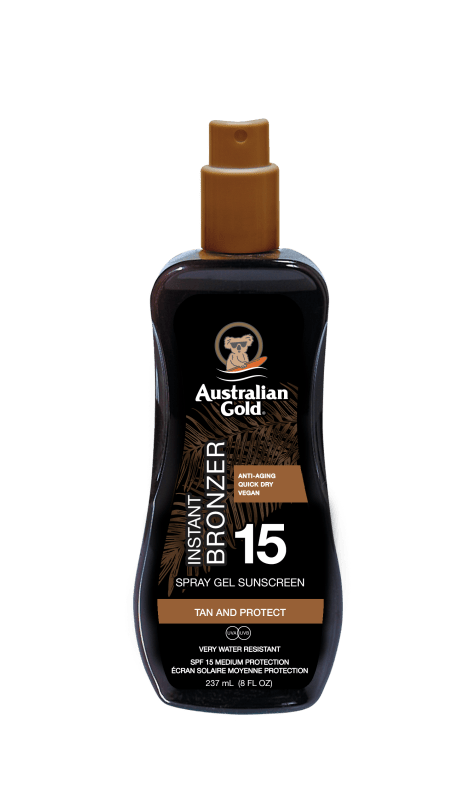 Australian Gold SPF15 Spray Gel w/ Tanner - 237ml – Buy Now at Healtsy