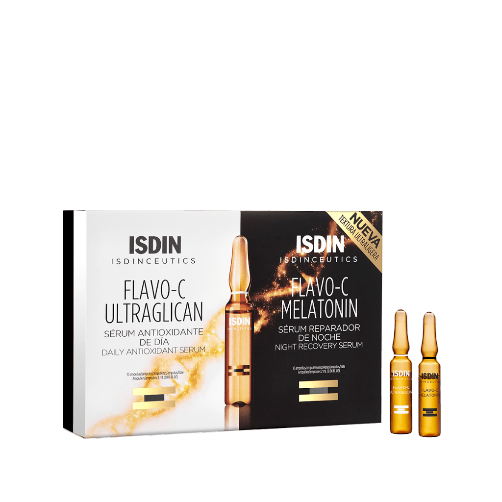 Isdinceutics Pack Flavo - C Ultraglican Antioxidant Serum - 2ml (x10 ampoules) + Flavo - C Melatonin Night Repair Serum - 2ml (x10 ampoules) – Buy Now at Healtsy