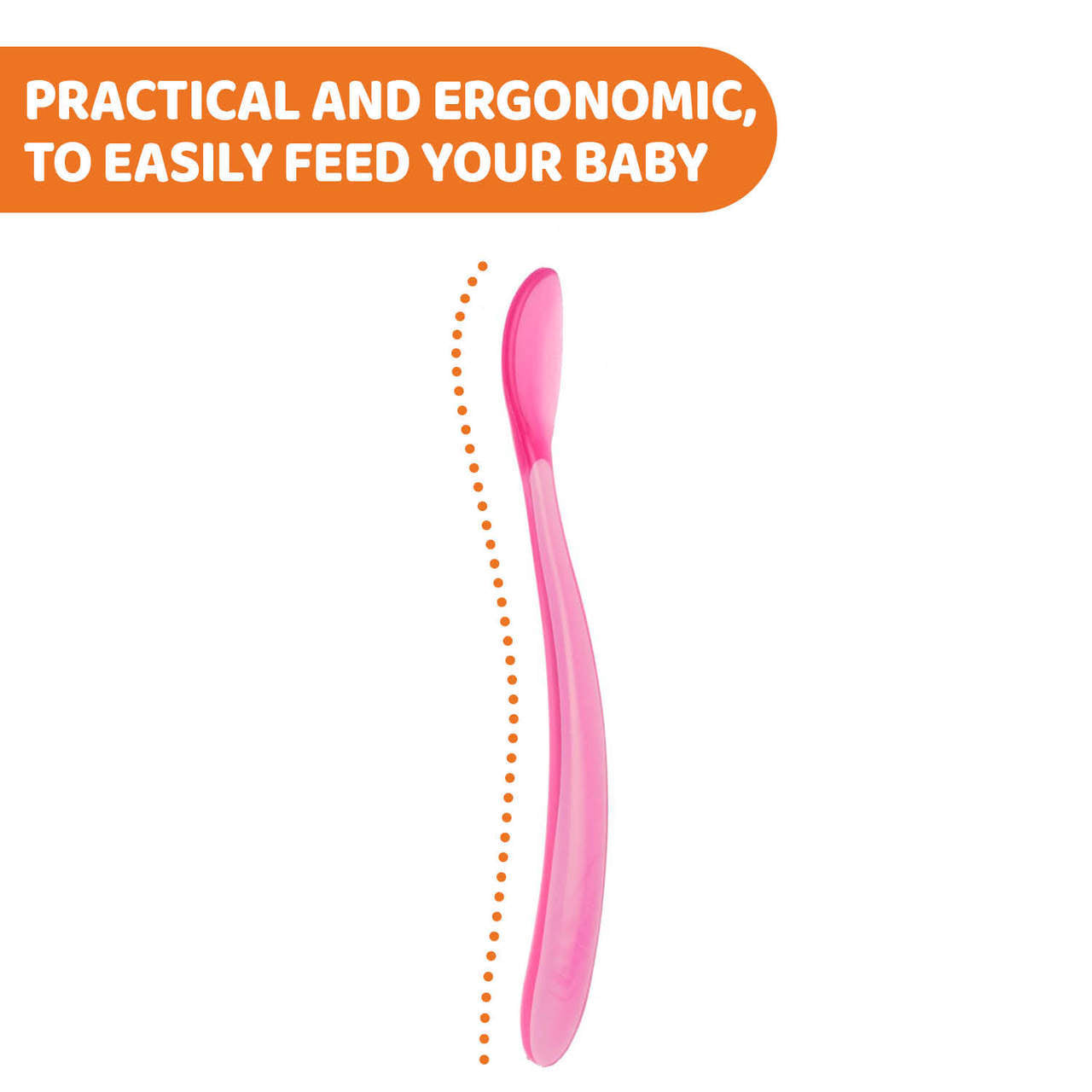 Chicco Silicone Spoon 6m+ Pink (x2pcs) - Healtsy