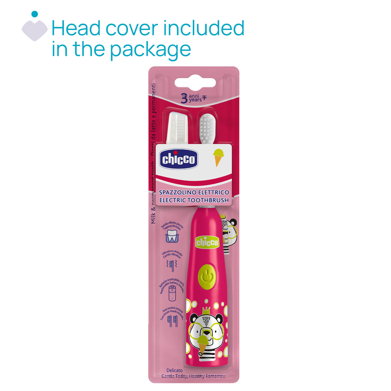 Chicco Electric Toothbrush Pink Panda 3Y+ (ref. Ch.Ora12085000000) - Healtsy