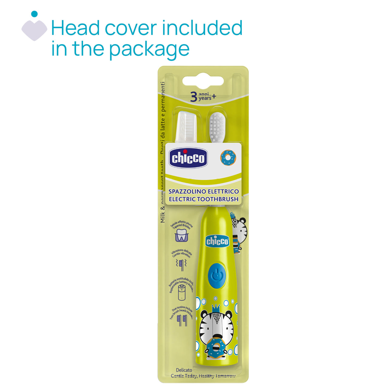 Chicco Electric Toothbrush Tiger 3Y+ (ref. Ch.Ora12085110000 ) - Healtsy