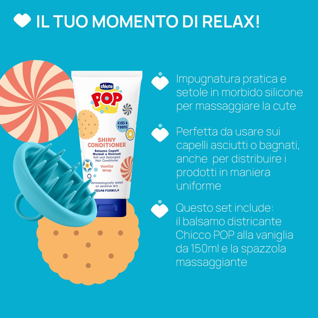 Chicco Vanilla Conditioner - 150ml + Brush (ref. Ch.Cos12810300000) - Healtsy