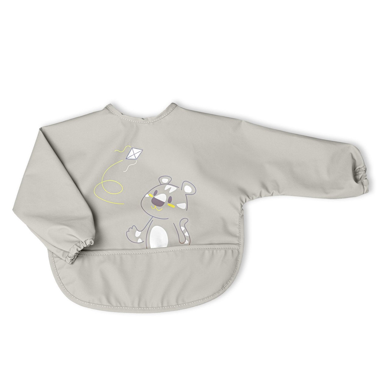 Chicco Fabric Bib with Sleeves Gray 6M+ (ref. Ch.Ali16302350000) - Healtsy