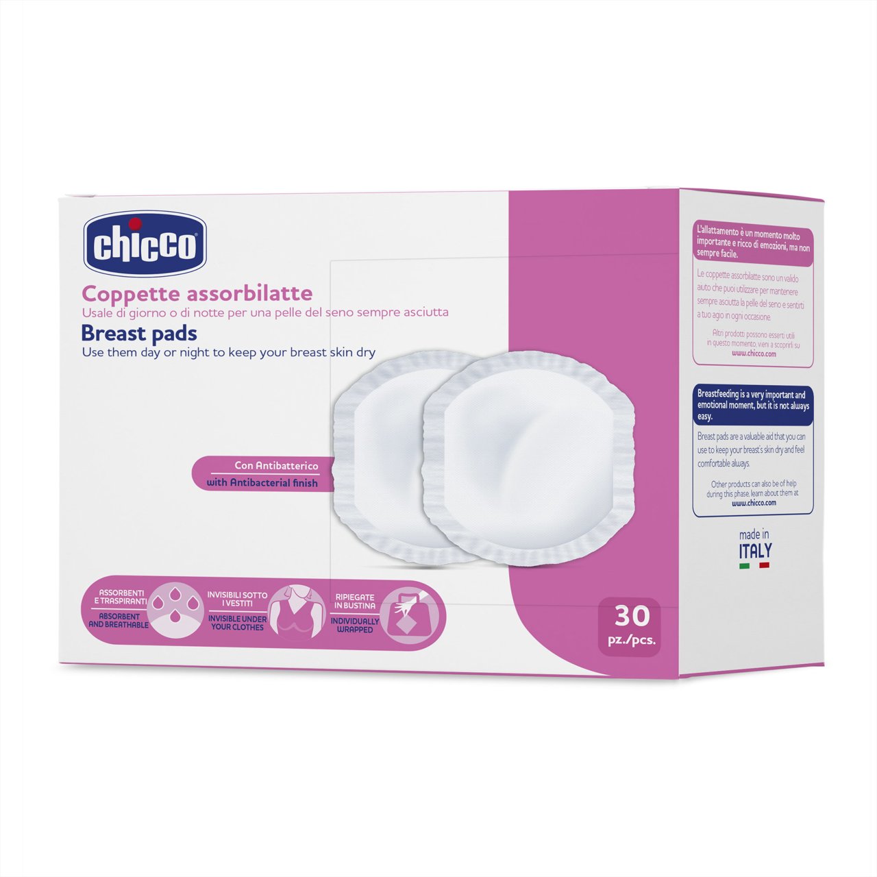 Chicco Anti-Bacterial Absorbent Disc (x30 units) - Healtsy