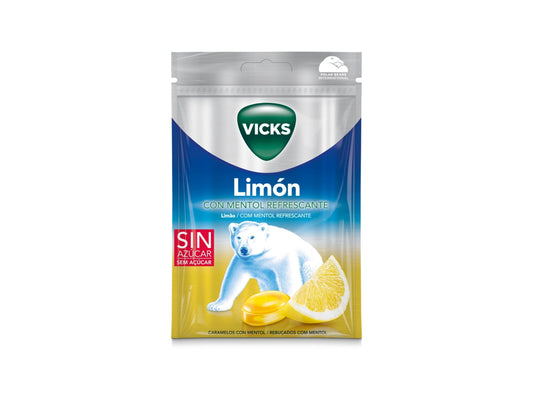 Vicks Lemon Refreshing Menthol Drops - 72g - Healtsy