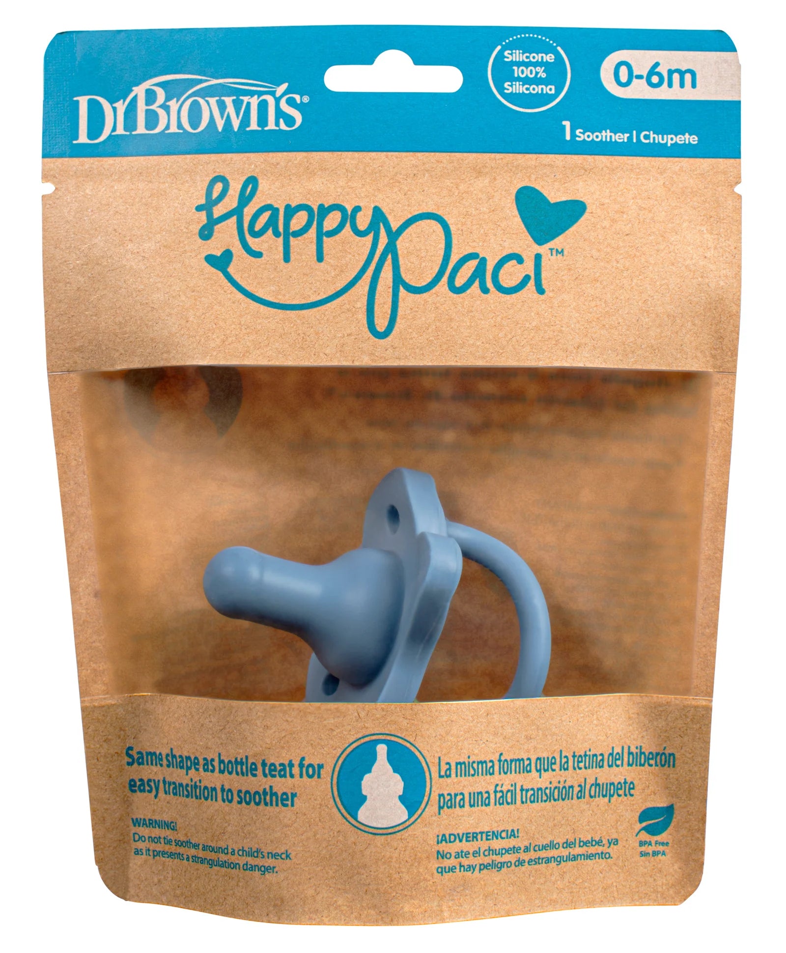 Dr Browns Silicone Pacifier_ 0-6m_Blue - Healtsy