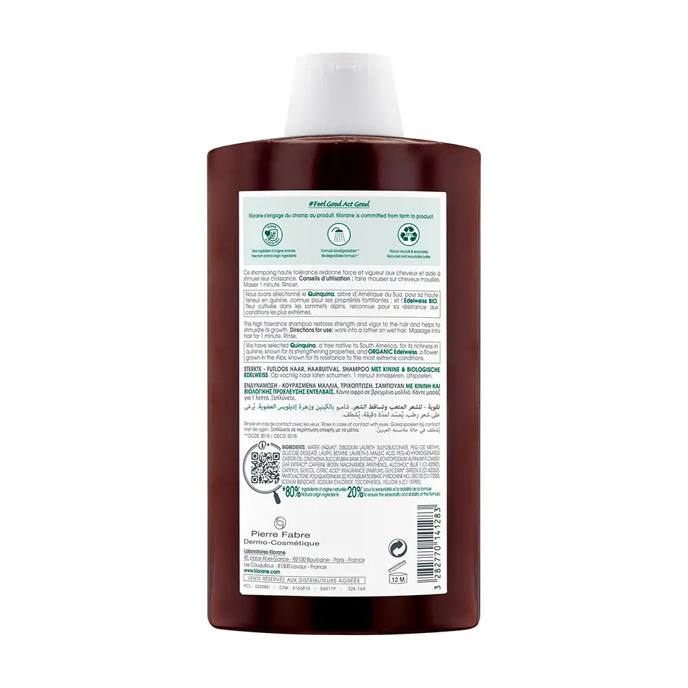 Klorane Capillary Shampoo Quinine/Edelvaisse BIO - 400ml - Healtsy