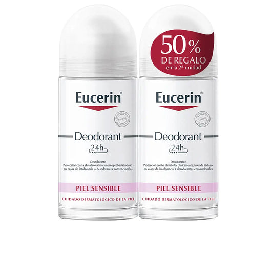 Eucerin Deodorant Sensitive Skin 24h Roll on - 50ml (DUO with 50% discount on 2nd package)
