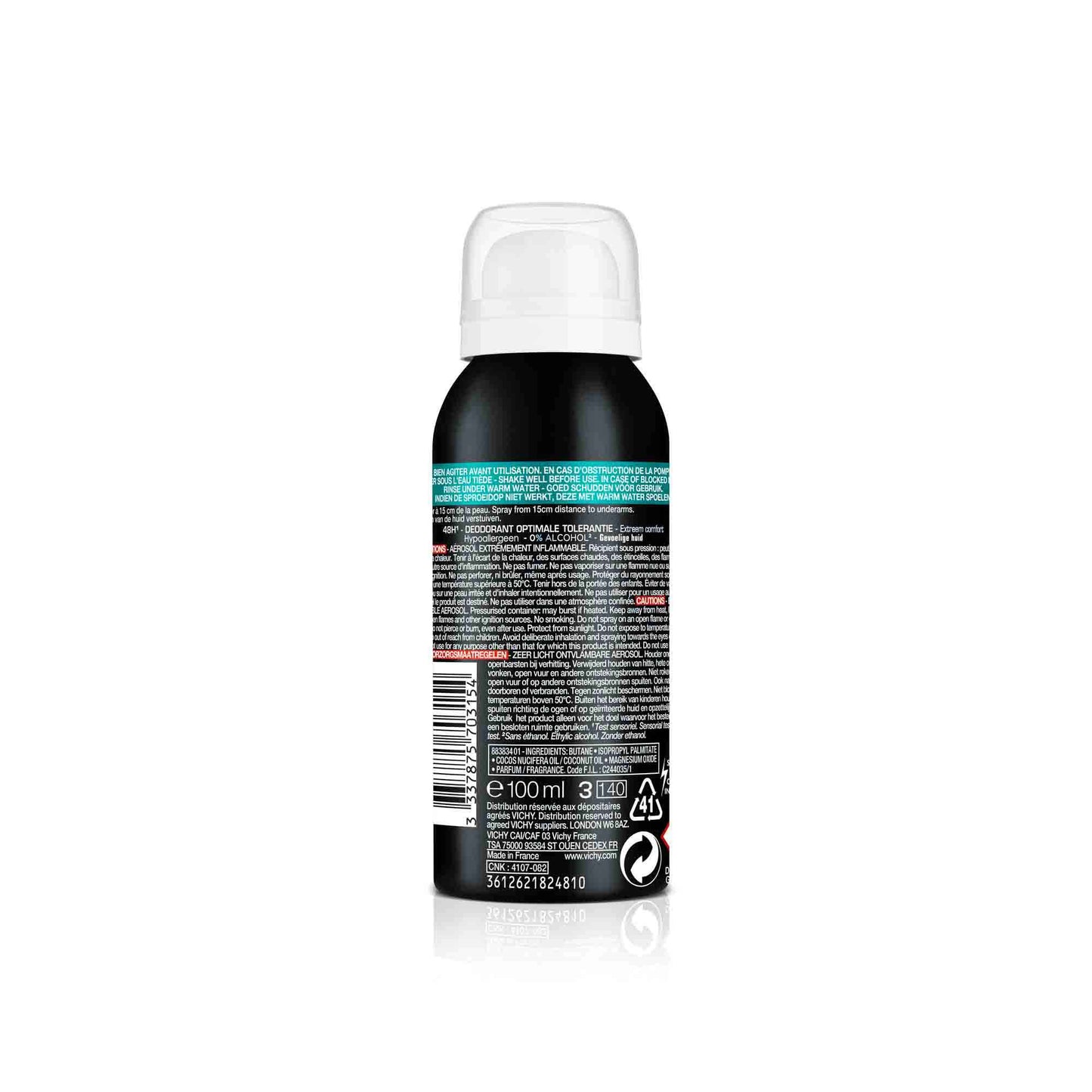 Vichy Homme Deodorant Spray 48H Optimal Tolerance - 100ml - Healtsy