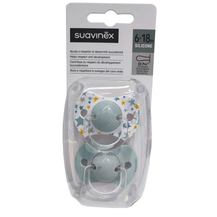 Suavinex Prints Physiological Silicone Pacifier - 6-18M (x2 units) - Healtsy
