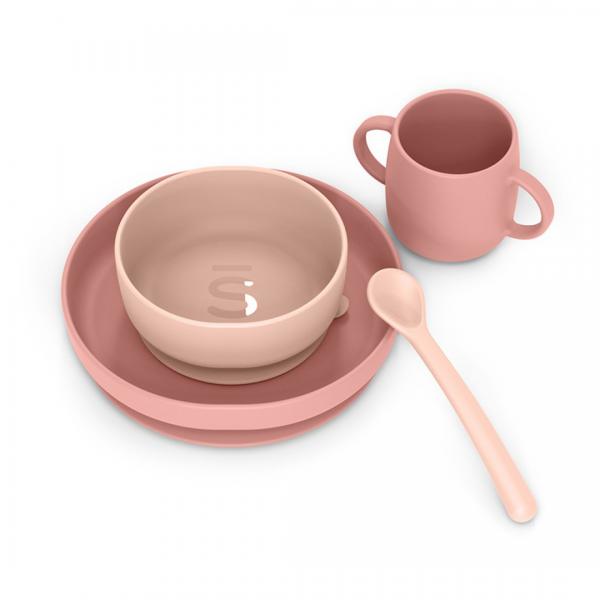 Suavinex Silicone Dinnerware Soft Flex Pink +4M - Healtsy