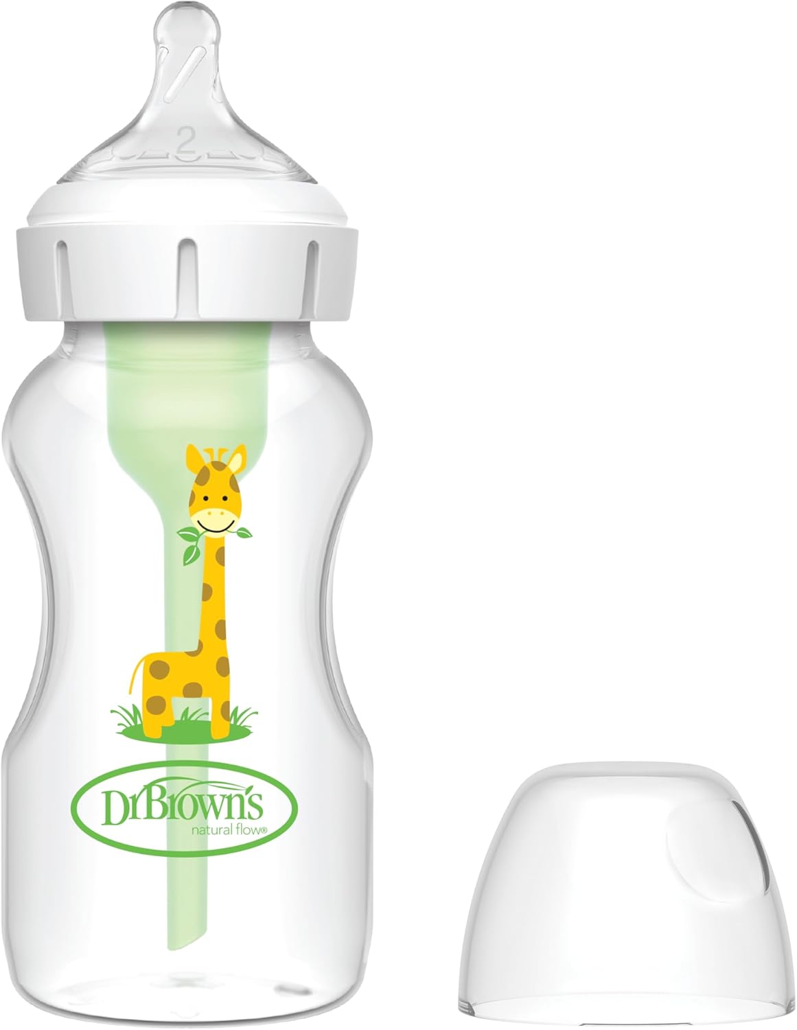 Dr Brown's Option+ Baby Bottle - Wide - Giraffe - Nipple No. 2 - 270ml - Healtsy