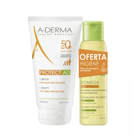 Crema A-Derma Protect AD Promo SPF50+ - 150 ml + Aceite de ducha Exomega Offer - 100 ml 