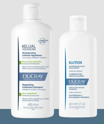 Ducray Kelual-Squanorm Oily Dandruff Shampoo - 400ml + Free Elution Shampoo - 200ml