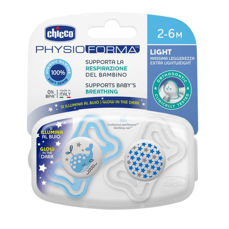 Chicco Pacifier Physio Light Luminosa Silicone_ 2-6months (x 2pcs) - Healtsy