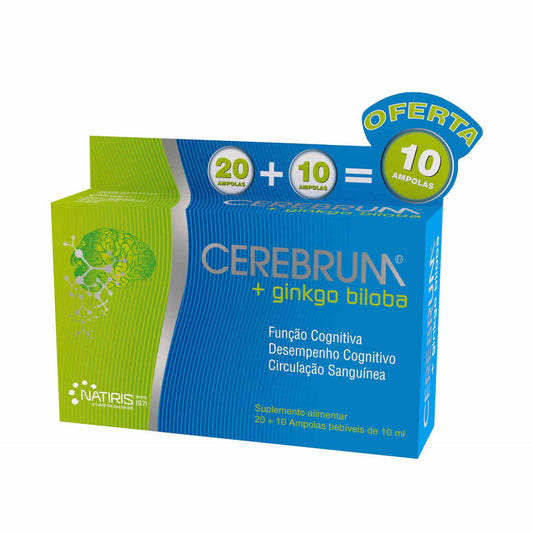 Cerebrum + gingko biloba Single doses - 10ml (x20 ampoules) + 10 ampoules (Offer) - Healtsy