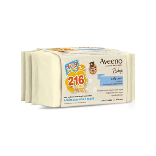 Aveeno Baby Cleansing Wipes (3x72 units) Value Pack - Healtsy