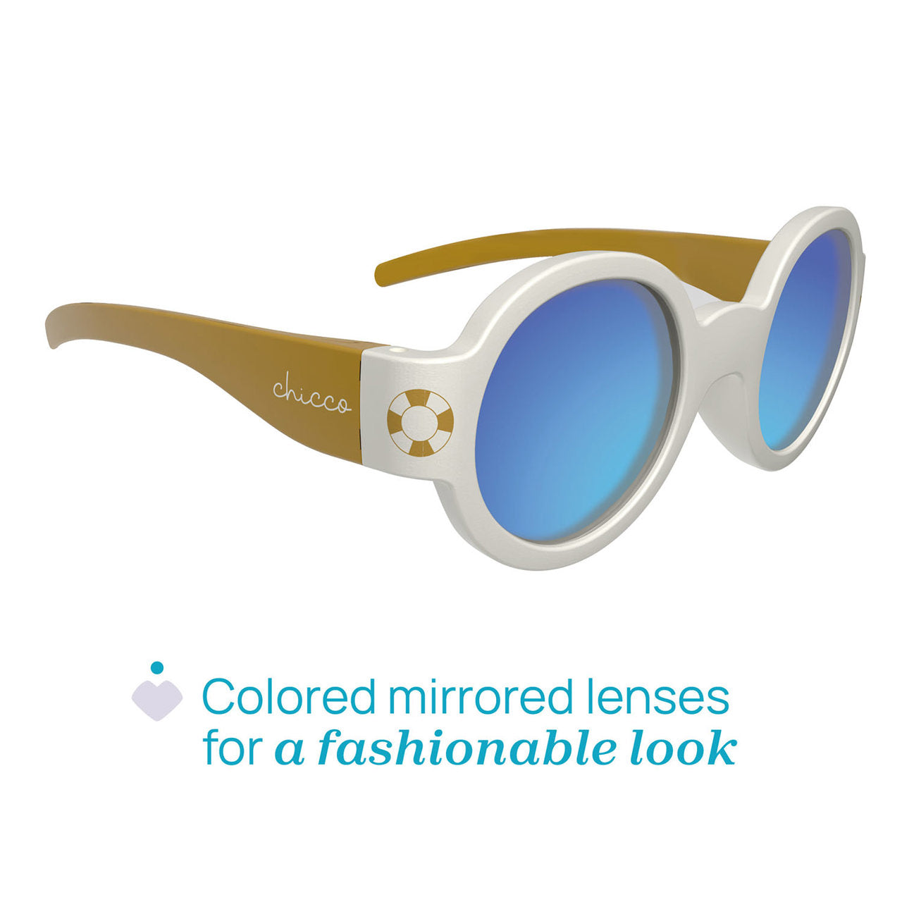 Chicco Sunglasses with Mirrored Lenses, White, 0M+ (ref. Ch.Ocu12730000000) - Healtsy